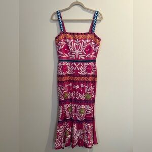 ALEXIS Alora Embroidered Bright Pink Midi Dress